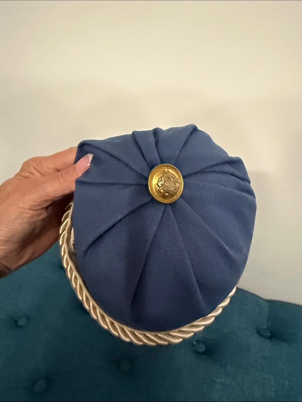 Blue and Beige Decorative Bolster Pillow